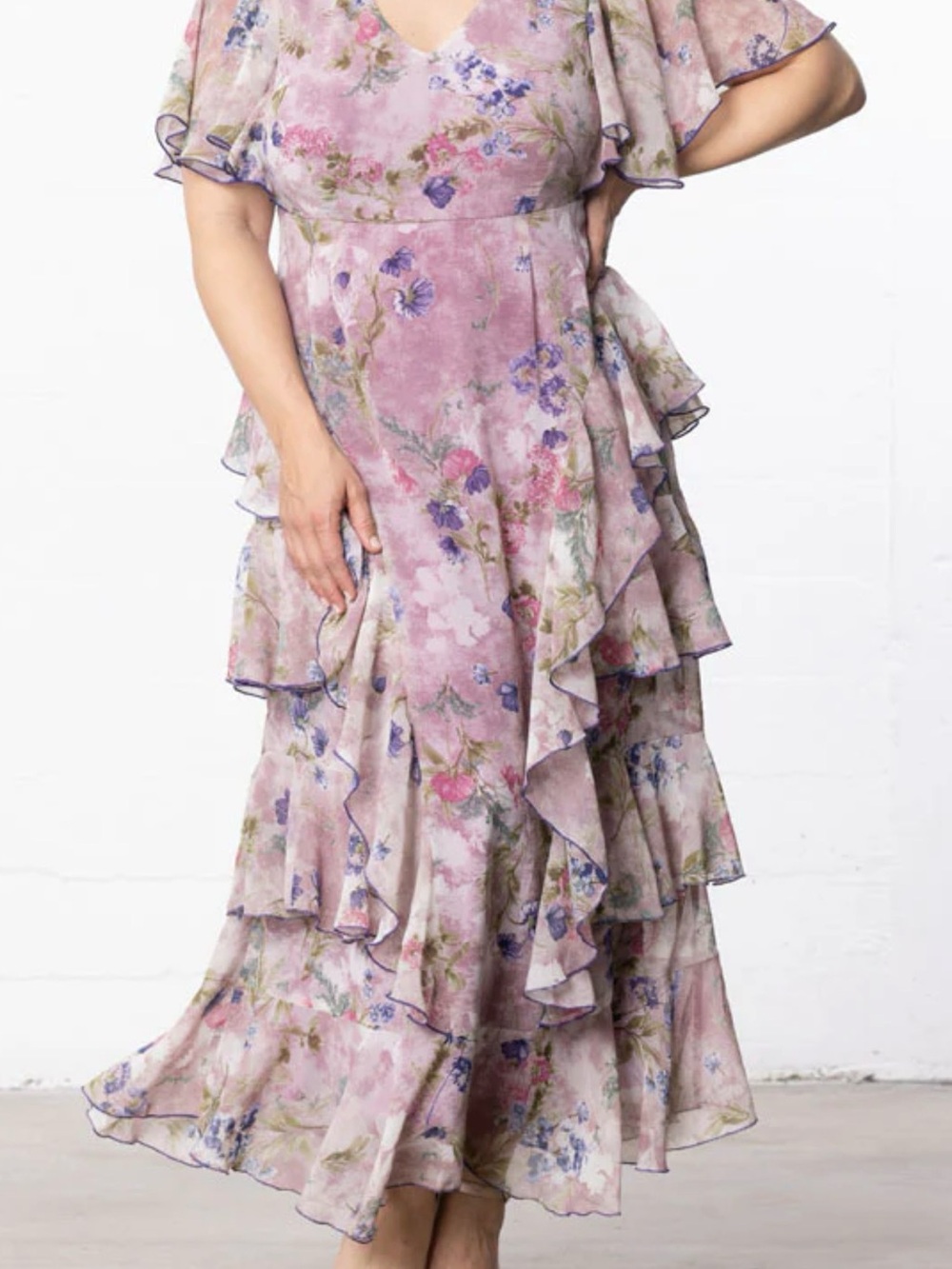 Kiyonna Tour de Flounce Chiffon Evening Gown
